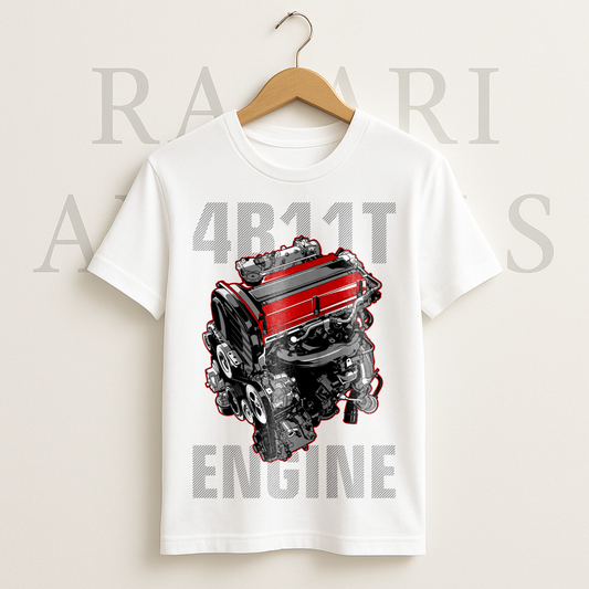 4R11T Engine White tshirt